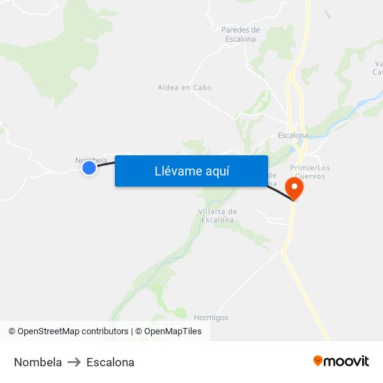 Nombela to Escalona map
