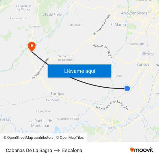 Cabañas De La Sagra to Escalona map