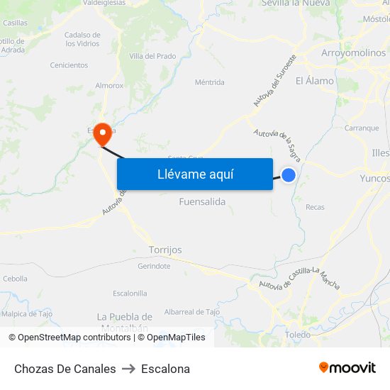 Chozas De Canales to Escalona map