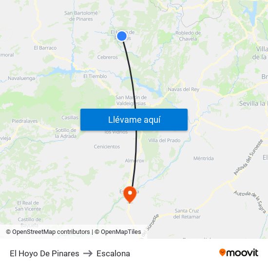 El Hoyo De Pinares to Escalona map