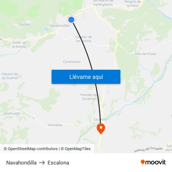 Navahondilla to Escalona map