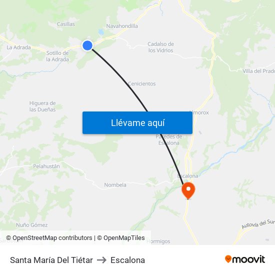 Santa María Del Tiétar to Escalona map