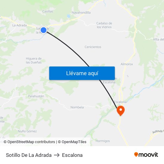 Sotillo De La Adrada to Escalona map