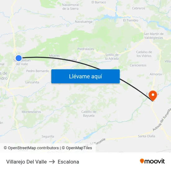 Villarejo Del Valle to Escalona map