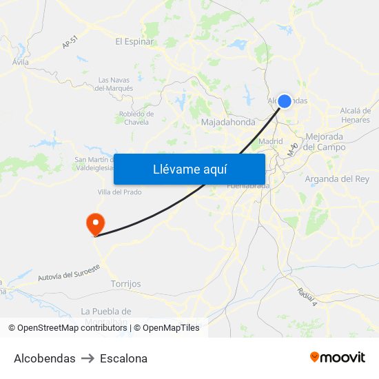Alcobendas to Escalona map