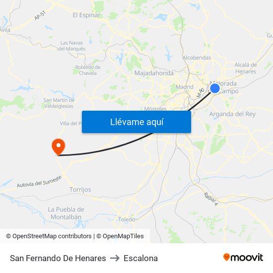 San Fernando De Henares to Escalona map