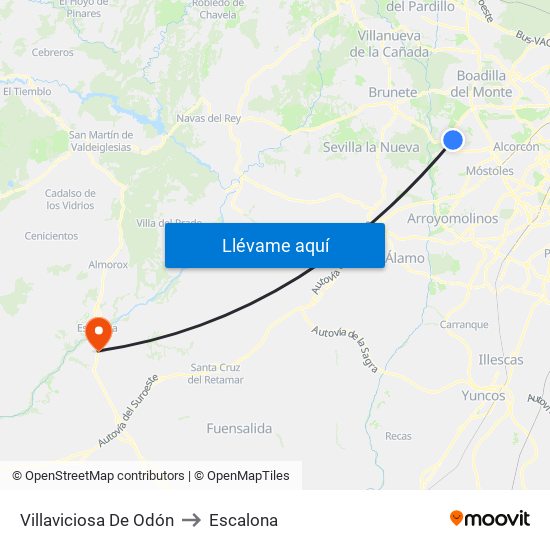 Villaviciosa De Odón to Escalona map