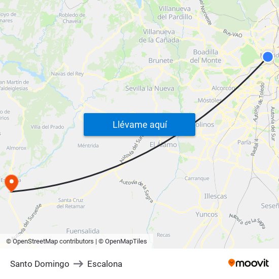 Santo Domingo to Escalona map