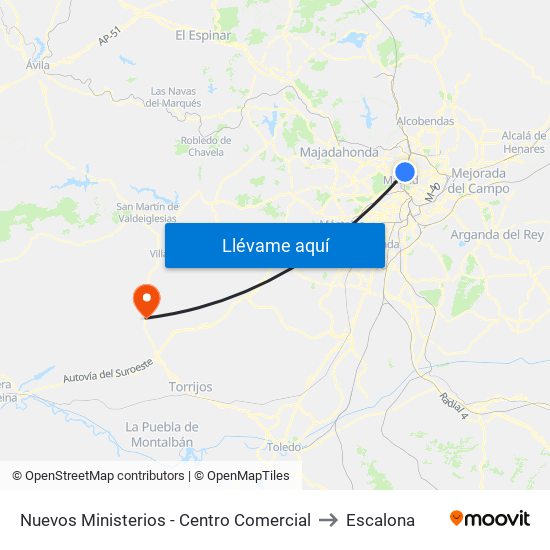 Nuevos Ministerios - Centro Comercial to Escalona map