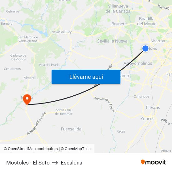 Móstoles - El Soto to Escalona map