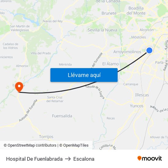 Hospital De Fuenlabrada to Escalona map
