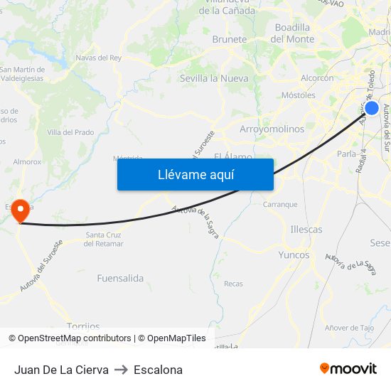 Juan De La Cierva to Escalona map