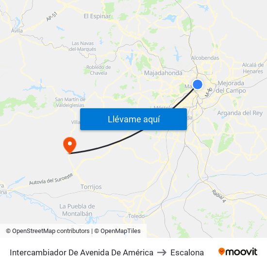 Intercambiador De Avenida De América to Escalona map
