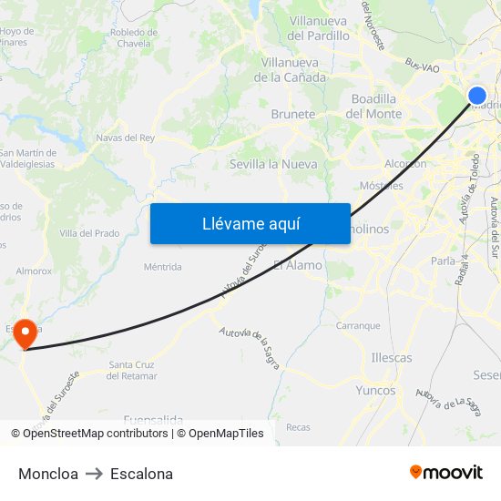 Moncloa to Escalona map
