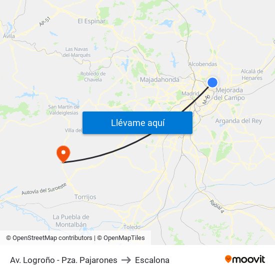 Av. Logroño - Pza. Pajarones to Escalona map