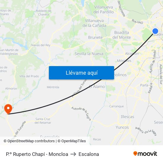 P.º Ruperto Chapí - Moncloa to Escalona map