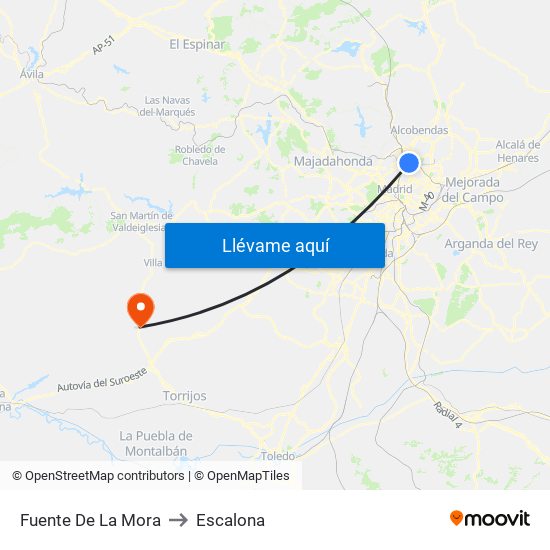 Fuente De La Mora to Escalona map