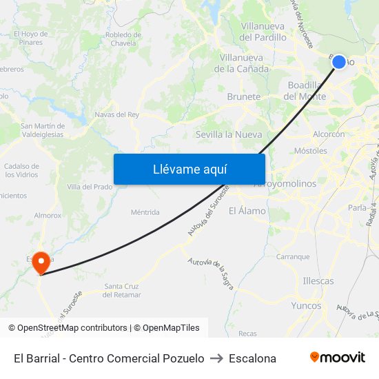 El Barrial - Centro Comercial Pozuelo to Escalona map