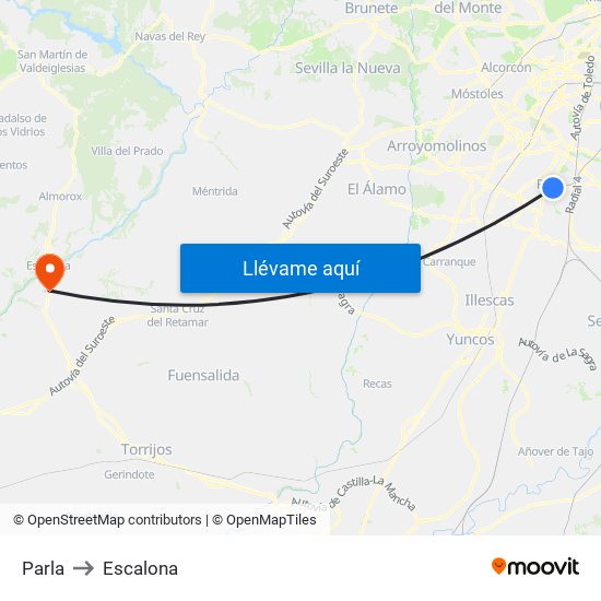 Parla to Escalona map