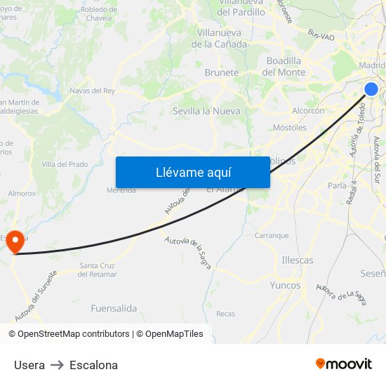Usera to Escalona map