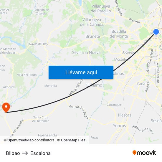 Bilbao to Escalona map