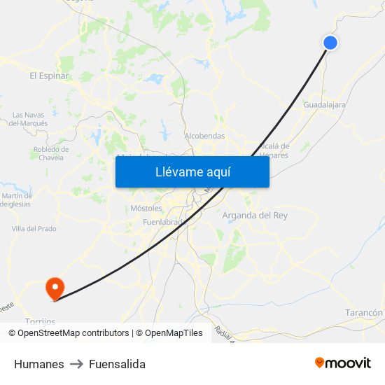 Humanes to Fuensalida map