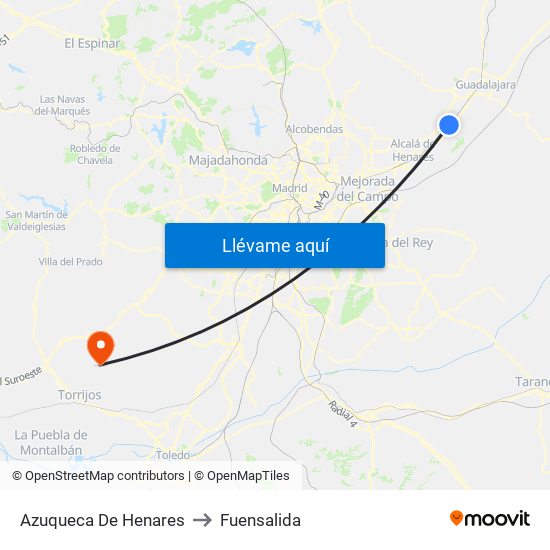Azuqueca De Henares to Fuensalida map