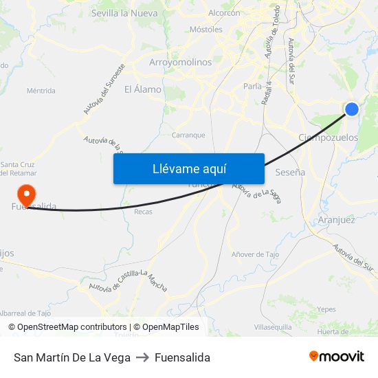 San Martín De La Vega to Fuensalida map
