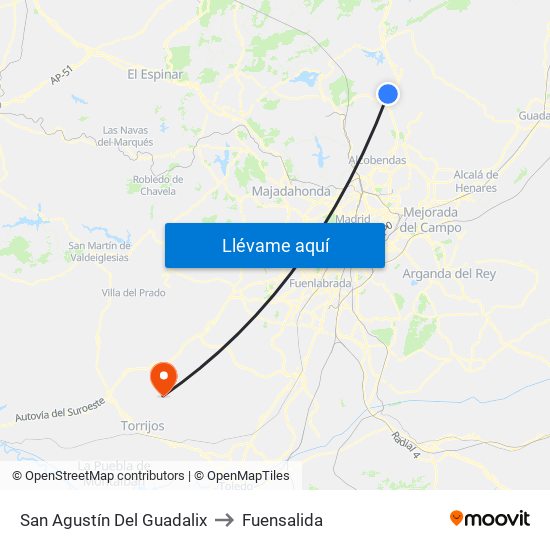 San Agustín Del Guadalix to Fuensalida map