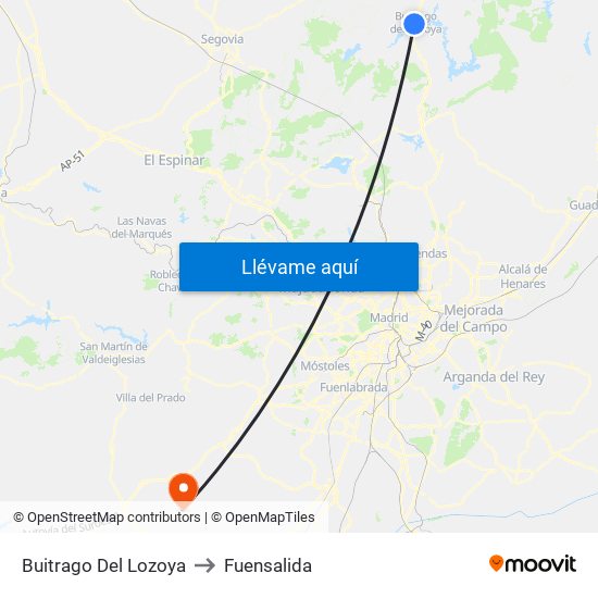 Buitrago Del Lozoya to Fuensalida map