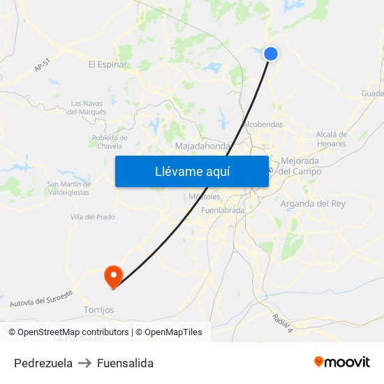 Pedrezuela to Fuensalida map