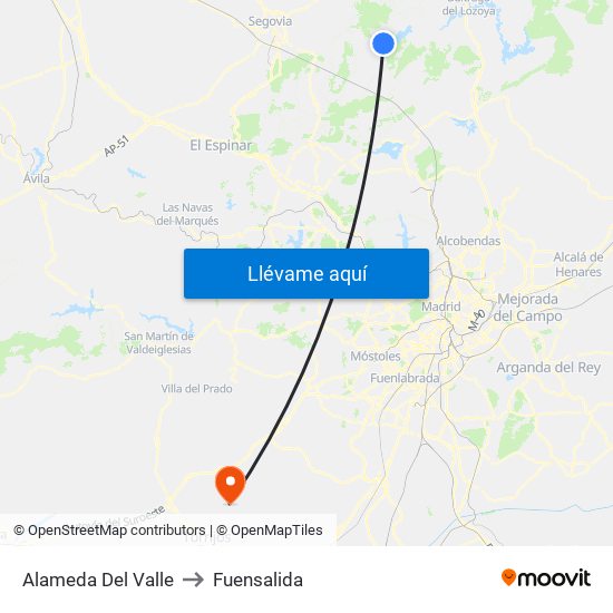 Alameda Del Valle to Fuensalida map