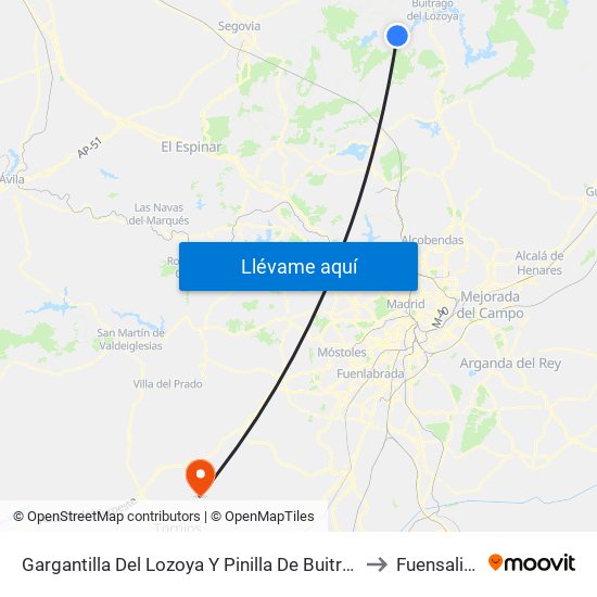 Gargantilla Del Lozoya Y Pinilla De Buitrago to Fuensalida map