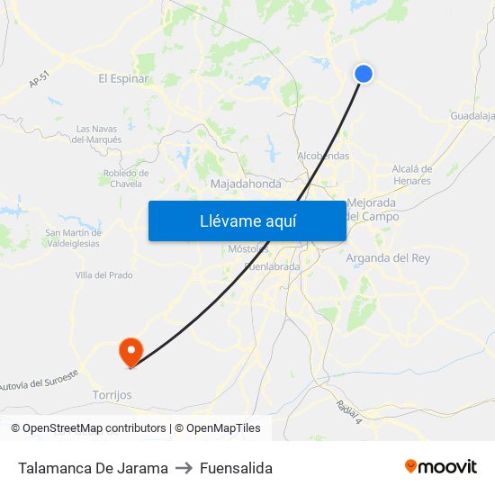 Talamanca De Jarama to Fuensalida map
