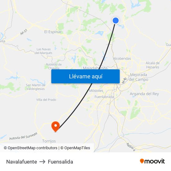 Navalafuente to Fuensalida map