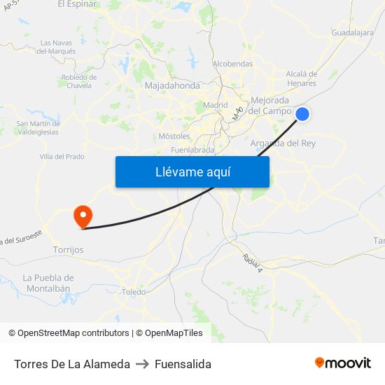 Torres De La Alameda to Fuensalida map