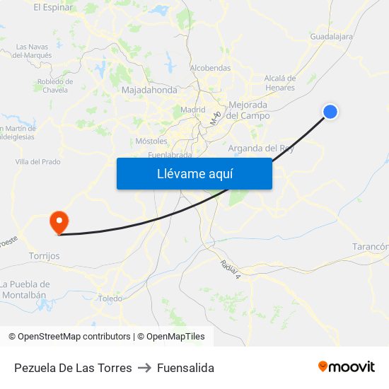 Pezuela De Las Torres to Fuensalida map