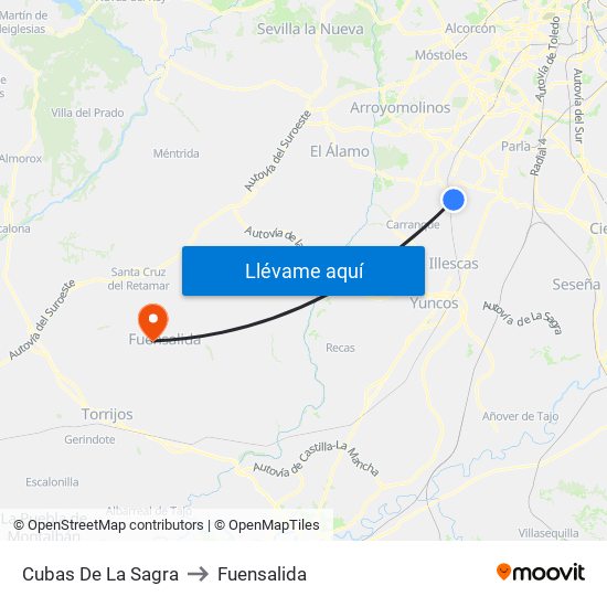 Cubas De La Sagra to Fuensalida map
