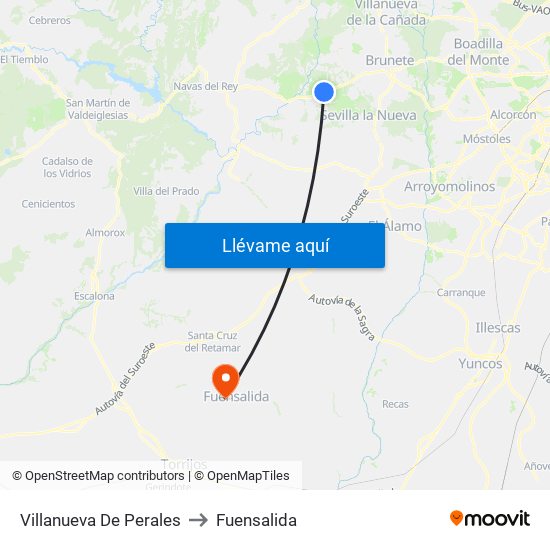 Villanueva De Perales to Fuensalida map