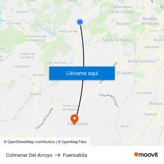 Colmenar Del Arroyo to Fuensalida map