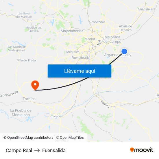 Campo Real to Fuensalida map