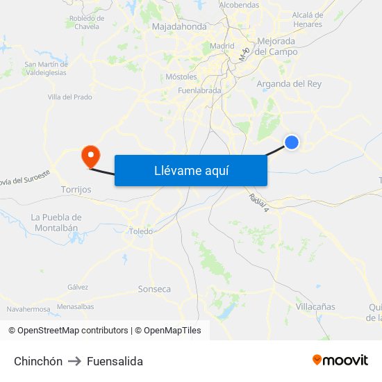 Chinchón to Fuensalida map