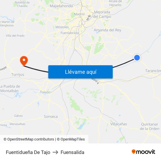 Fuentidueña De Tajo to Fuensalida map