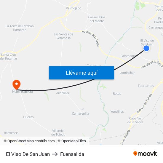 El Viso De San Juan to Fuensalida map