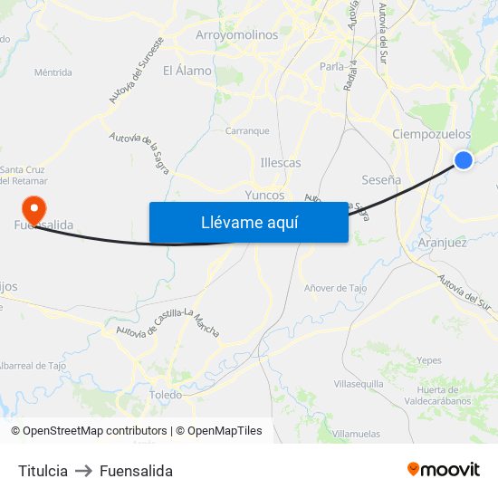 Titulcia to Fuensalida map