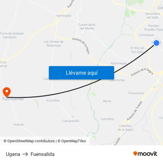 Ugena to Fuensalida map