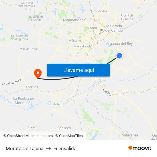 Morata De Tajuña to Fuensalida map