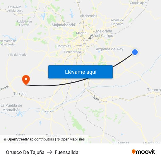 Orusco De Tajuña to Fuensalida map