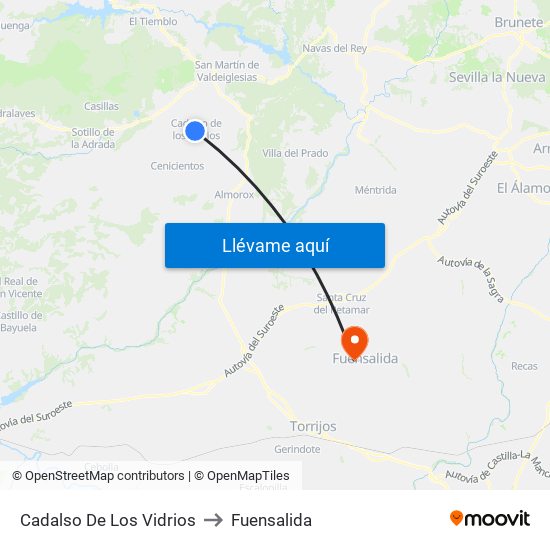 Cadalso De Los Vidrios to Fuensalida map