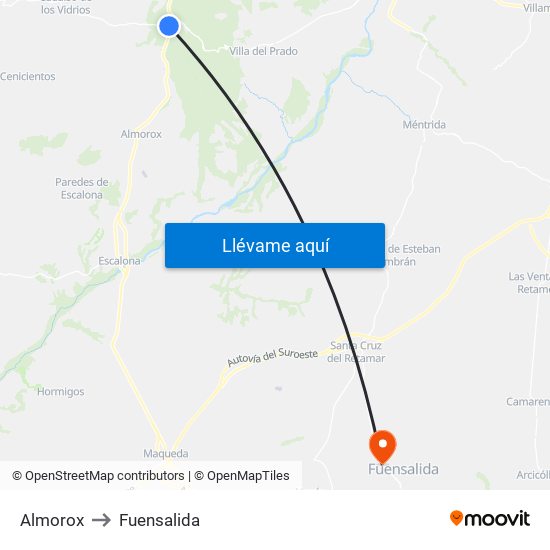 Almorox to Fuensalida map